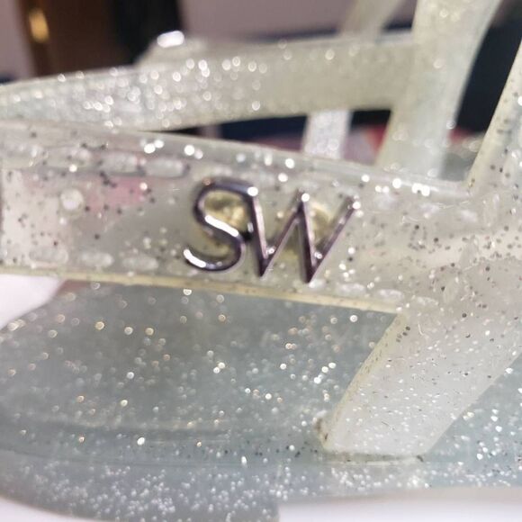 Stuart Weitzman Mellie Jelly Sandal Size 7 Clear/Silver Metallic‎ - Picture 9 of 9